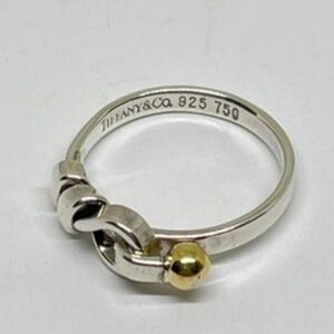 Authentic Vintage Tiffany and Co Hook Eye Band Ring Sterling Silver 18k Gold